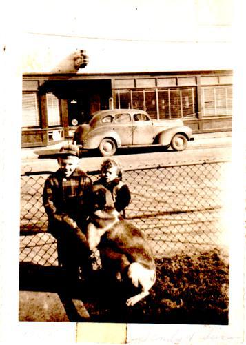 1951 - Susie and i in our yard off Main Street